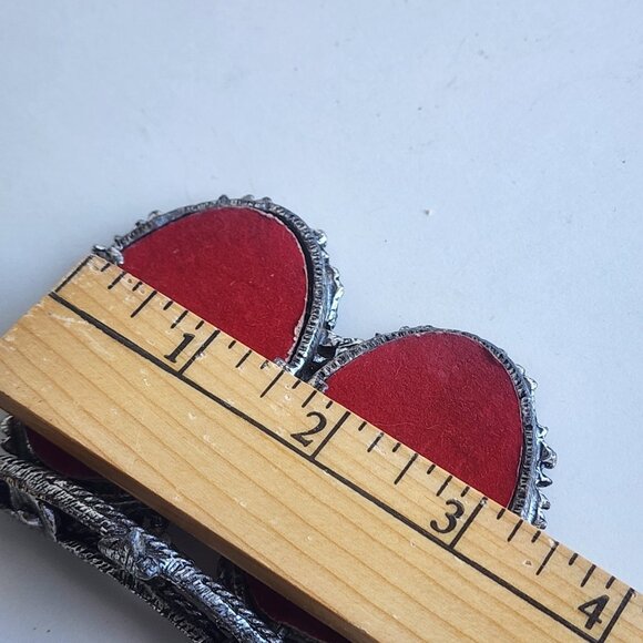 Vintage Ornate metal Double Picture Frame Original Velvet Background - Picture 6 of 9